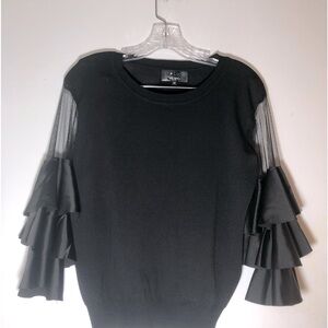 Blouse, black blouse with sleeves size medium, Brand Luca Milano